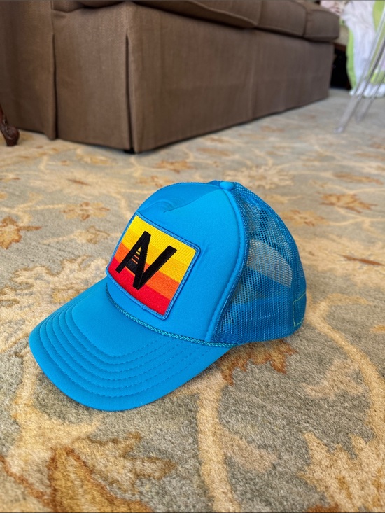 Aviator Nation Accessories - Aviator Nation Blue Trucker Hat with Rainbow Patch Logo